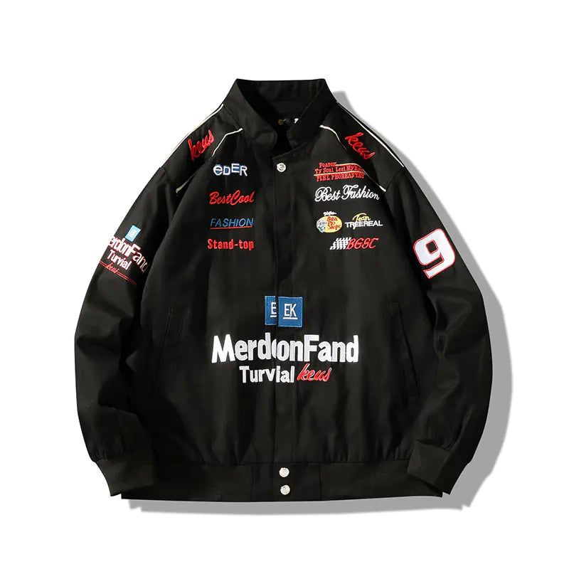 Embroidered Stand Collar Jacket for Men